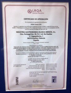 Certificado IFS de Cascajares